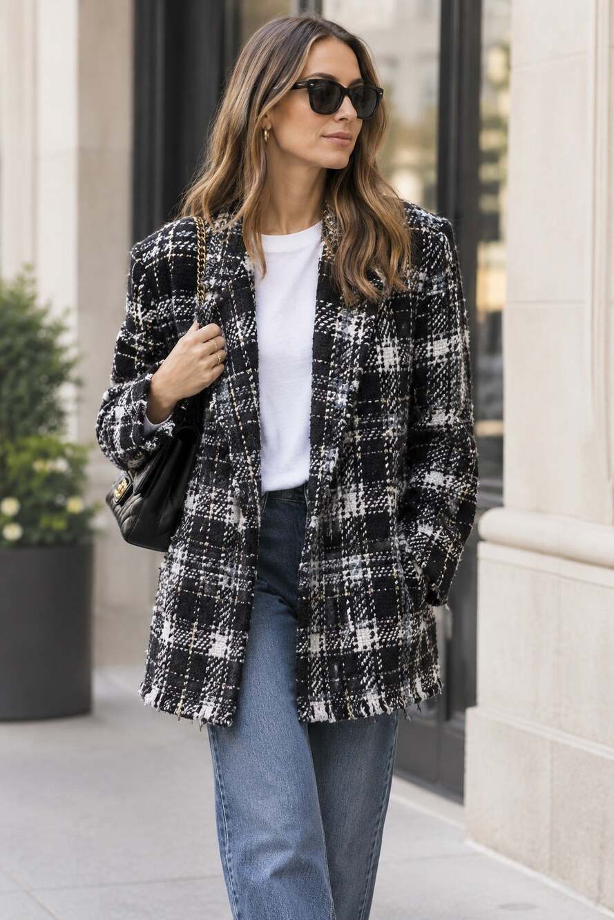 Veronica Beard Crispin Black Tweed Coat Wool Blend Oversized Jacket 10